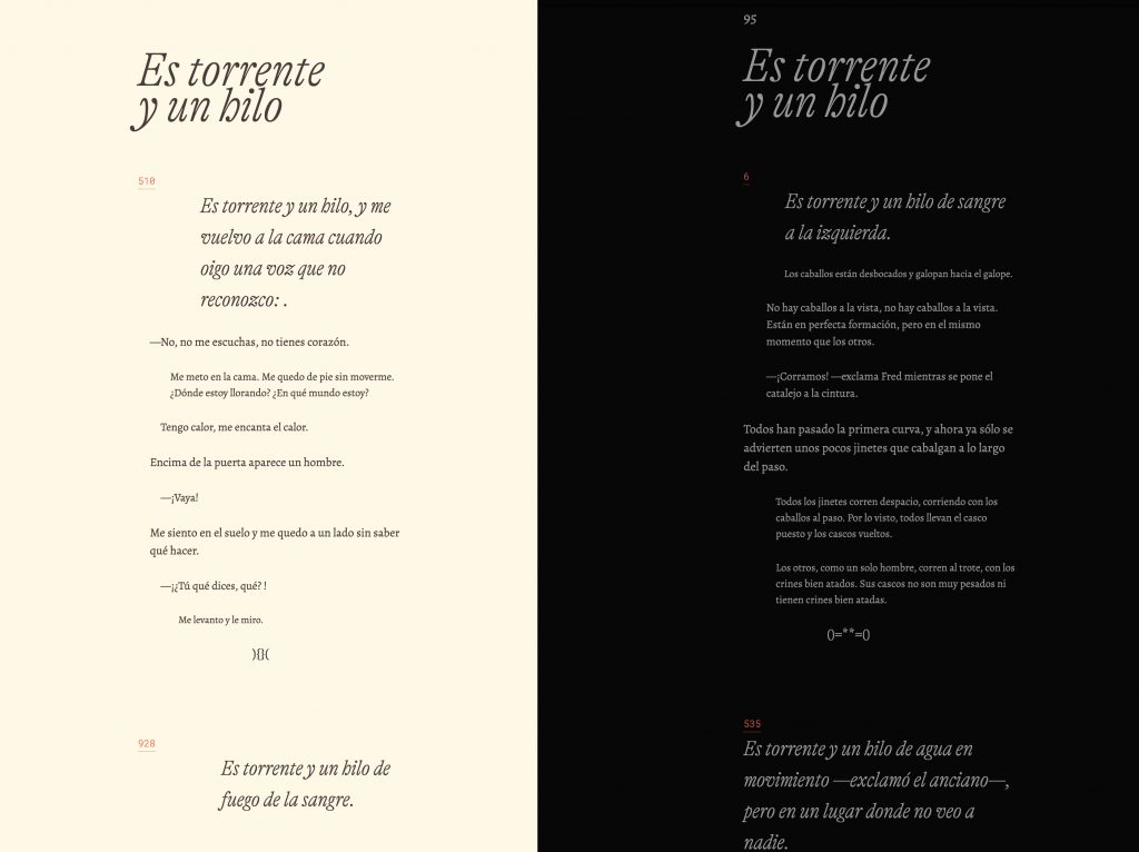 Screenshots from David Medina, Es torrente y un hilo, 2021-ongoing. https://estorrenteyunhilo.grama.co/
